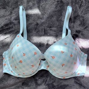 Victoria's Secret Blue Floral Checkered Bra